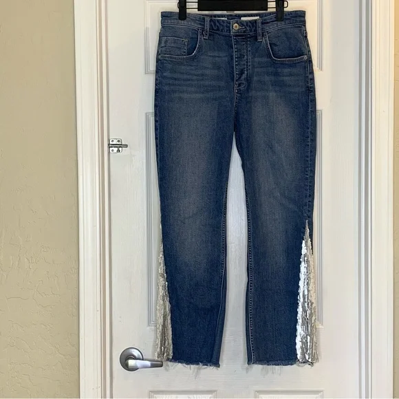 Anthropologie Pilcro High-Rise Sequined Flared Jeans Size 29 - Picture 3 of 12